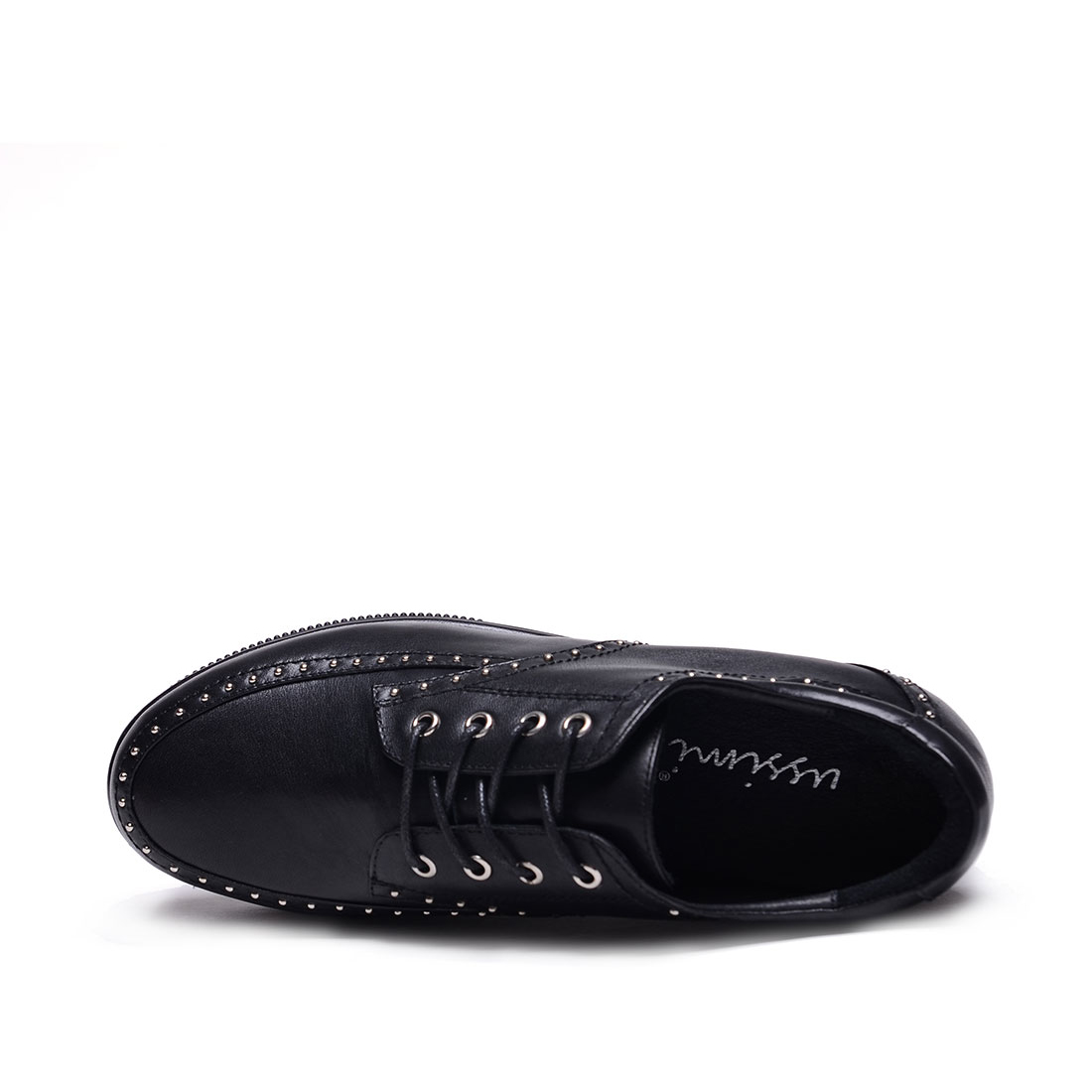 [Perezer]欧美风铆钉牛皮革深口鞋(尺码标准)
编号：A0190S1A58