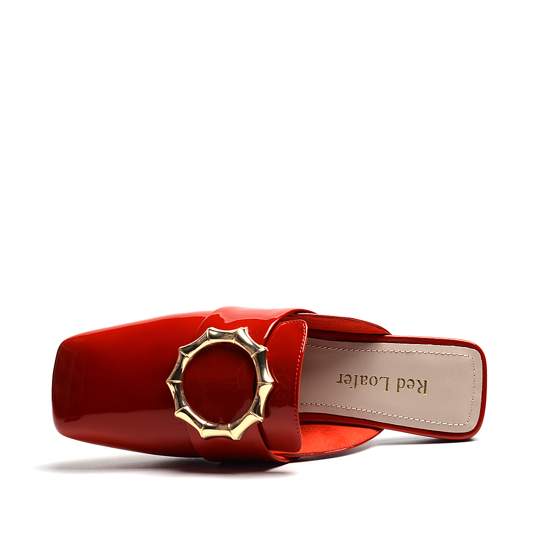 [RedLoafer]欧美风金属装饰牛漆皮革拖鞋(尺码标准)
编号：A3878T1A76